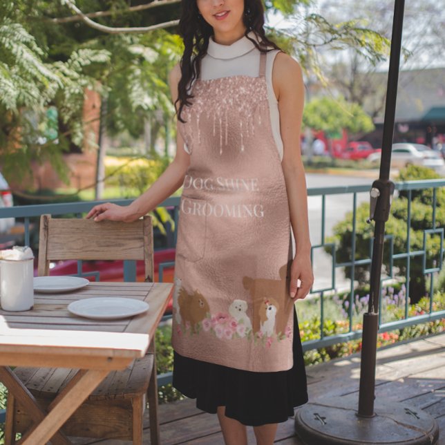 Pet Care Dog Grooming Rose Gold Personalized Apron (Creator Uploaded)