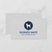 Pet Care Dog Monogram Grey Chevron Stripes Business Card (Front/Back)