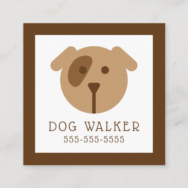 Pet Care | Dog Walker Square Business Card (Front)