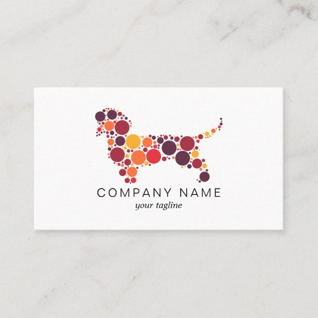 Pet Care | Dog Walking | Dachshund with Circles Business Card (Front)