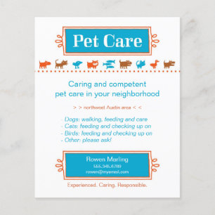 Pet Care Flyer Colorful Animal Silhouettes