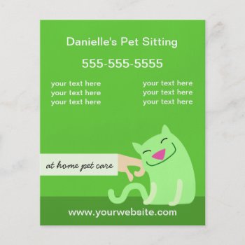Pet Care Flyer-petting Cat Green Flyer by PetProDesigns at Zazzle