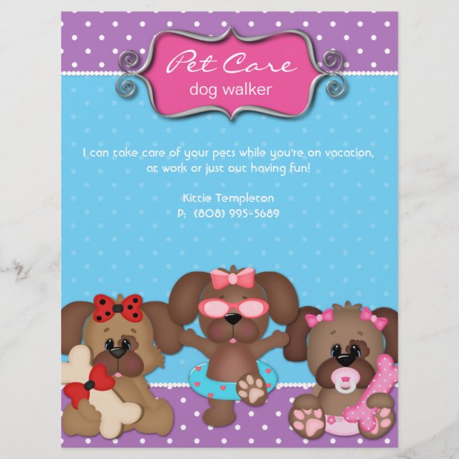 Pet Care Flyer Veterinarian Dog Walker (Front)