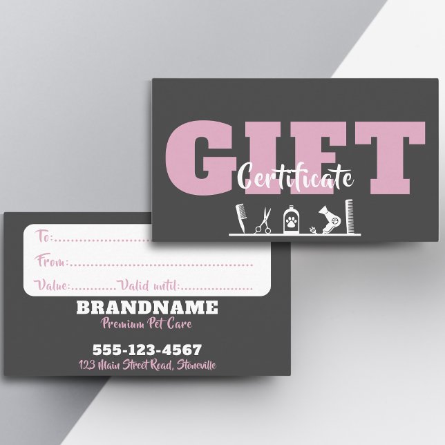 Pet Care grooming Gift Certificate Business Card (Creator Uploaded)
