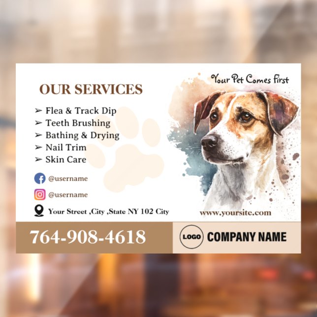 Pet Care Grooming Services Editable Window Cling (Sheet 2)