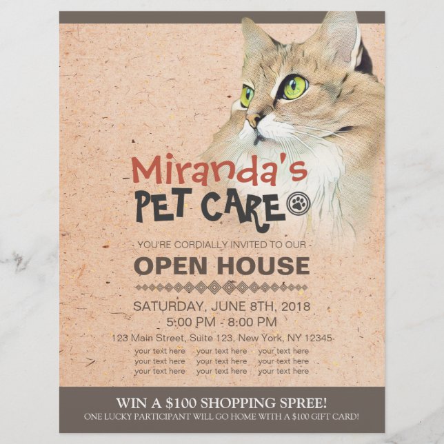 Pet Care Grooming Shop Pet Beauty Salon Open House Flyer (Front)