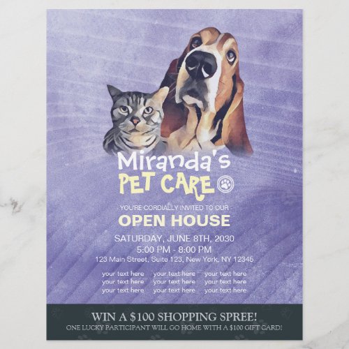 Pet Care Grooming Shop Pet Beauty Salon Open House Flyer