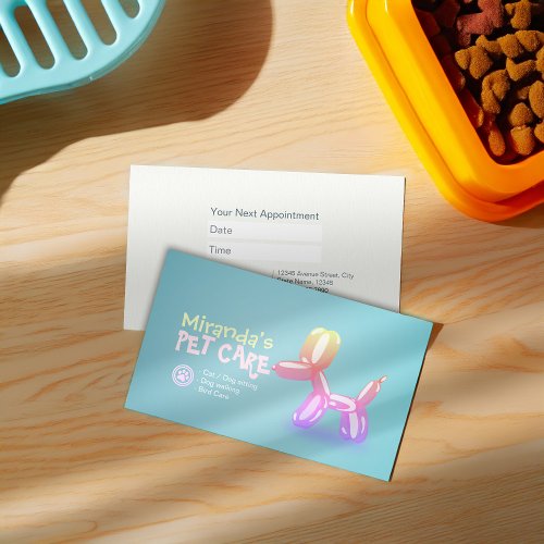 Pet Care Grooming Sitting Bathing Cute Dog Balloon Appointment Card