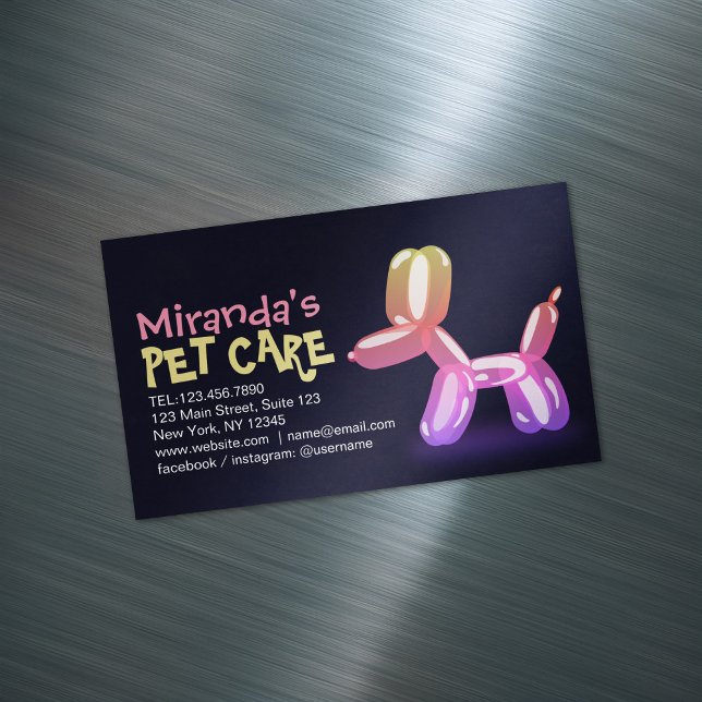 Pet Care Grooming Sitting Bathing Cute Dog Balloon Business Card Magnet (Creator Uploaded)