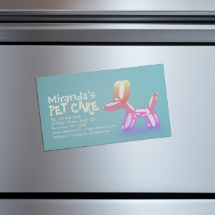 Pet Care Grooming Sitting Bathing Cute Dog Balloon Business Card Magnet