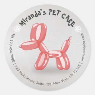 Pet Care Grooming Sitting Bathing Cute Dog Balloon Classic Round Sticker