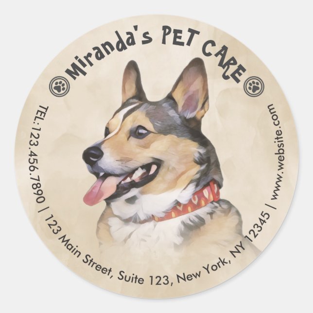 Pet Care Grooming Sitting Bathing Dog Beauty Salon Classic Round Sticker (Front)