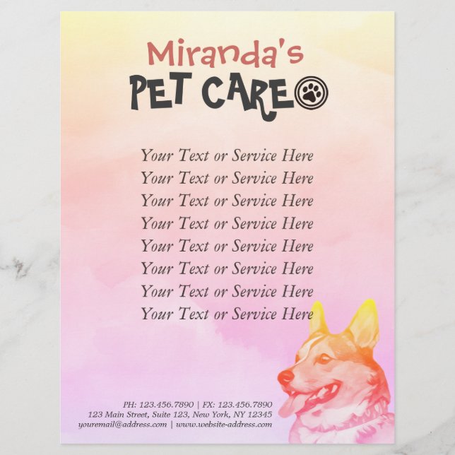 Pet Care Grooming Sitting Bathing Dog Beauty Salon Flyer (Front)