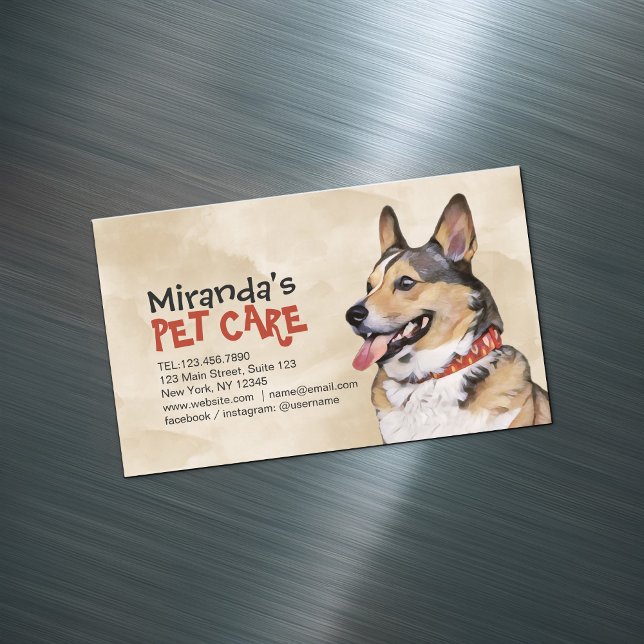 Pet Care Grooming Sitting Bathing Pet Beauty Salon Business Card Magnet (Creator Uploaded)