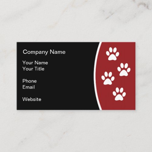 Pet Care Paw Prints Business Card