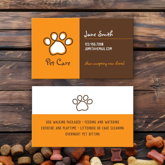 Pet Care Pawprint Business Card (Creator Uploaded)