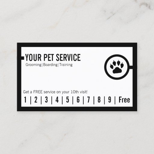 Customizable Simple Black Border Pet Grooming Loyalty Card Business Cards