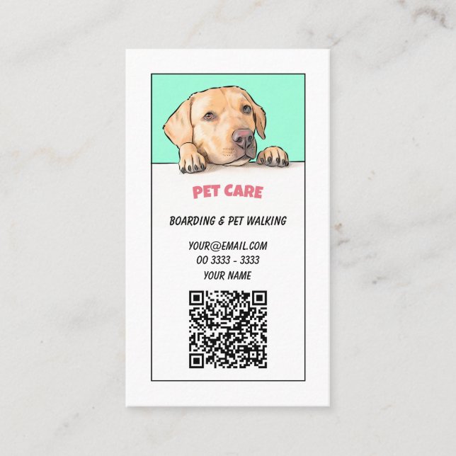 Pet Care QR Code Business Card (Front)