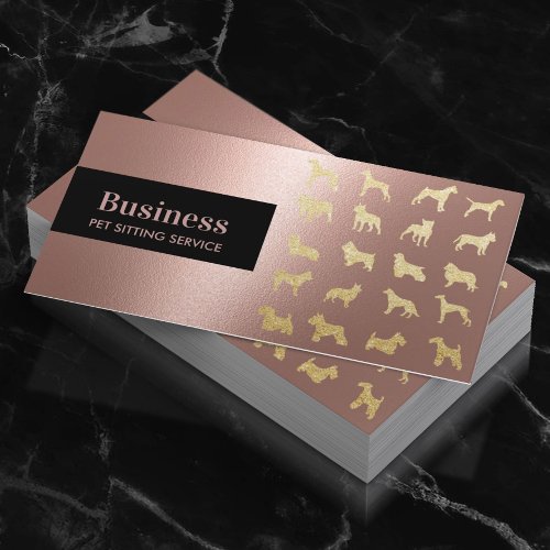 Pet Care Rose Gold Dogs Silhouettes Business Card