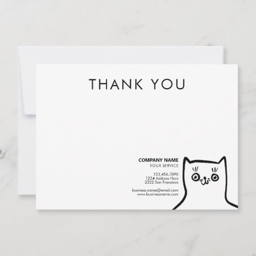 Pet Care Service Fun Cat Thank You Business Note Card