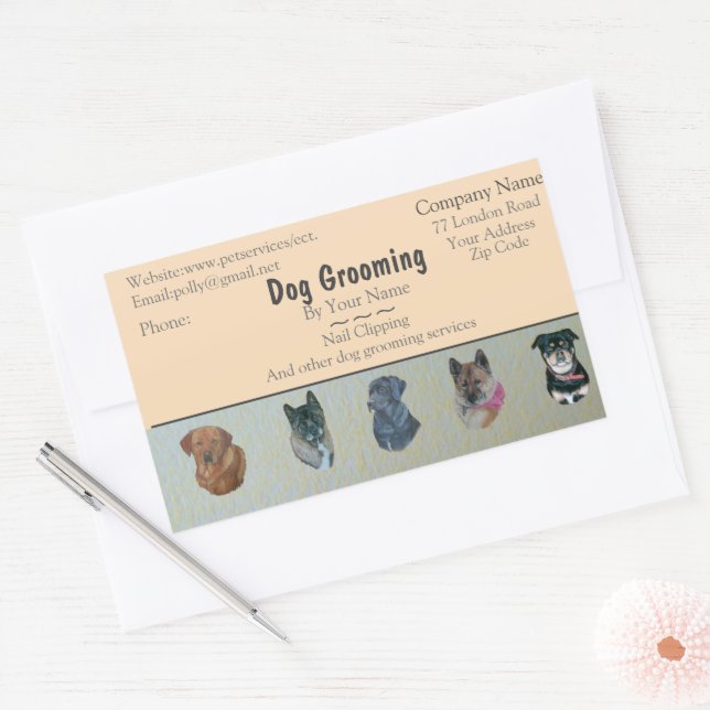 pet care services and dog grooming rectangular sticker (Envelope)