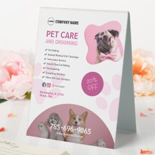 Pet Care Services Custom Table Tent Sign