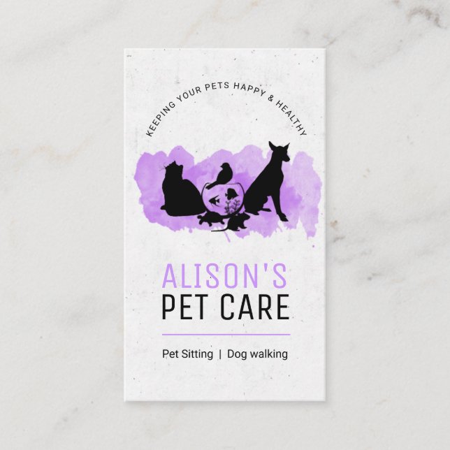 Pet Care Services / Sitting services / Pet shop  Business Card (Front)