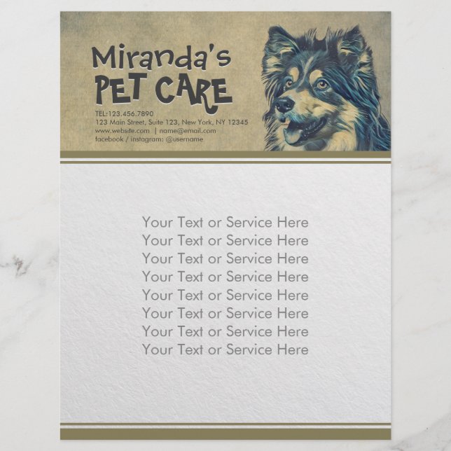 Pet Care Sitting Adorable Cartoon Dog Illustration Flyer (Front)