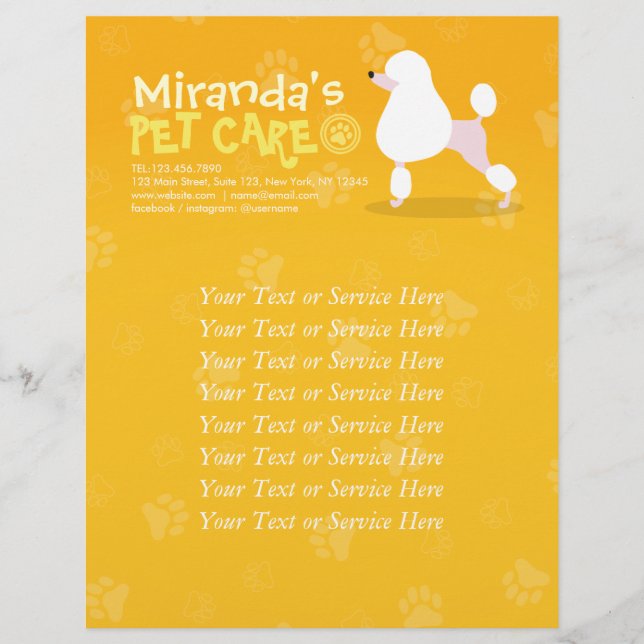 Pet Care Sitting Adorable Cartoon Dog Illustration Flyer (Front)