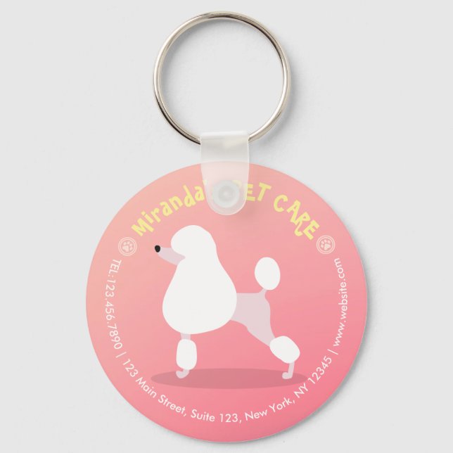 Pet Care Sitting Adorable Cartoon Dog Illustration Keychain (Front)