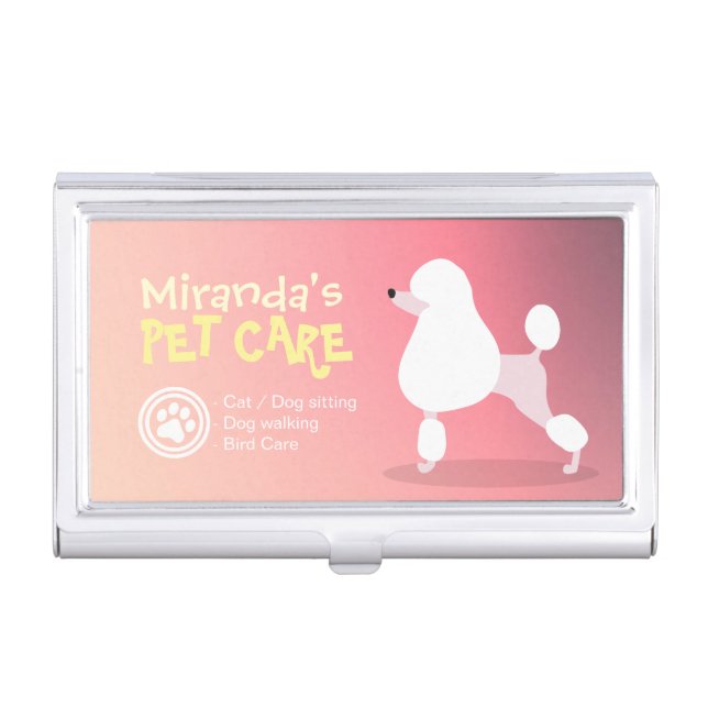 Pet Care Sitting Bathing and Grooming Beauty Salon Business Card Case (Front)