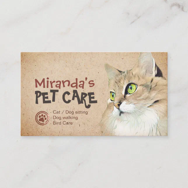 Pet Care Sitting Bathing Grooming Beauty Salon Cat Appointment Card