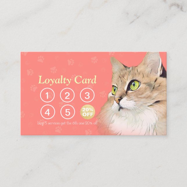 Pet Care Sitting Bathing & Grooming Loyalty Punch Card (Front)