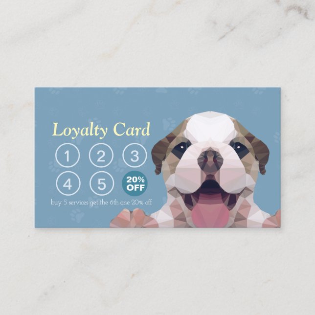 Pet Care Sitting Bathing & Grooming Loyalty Punch Card (Front)