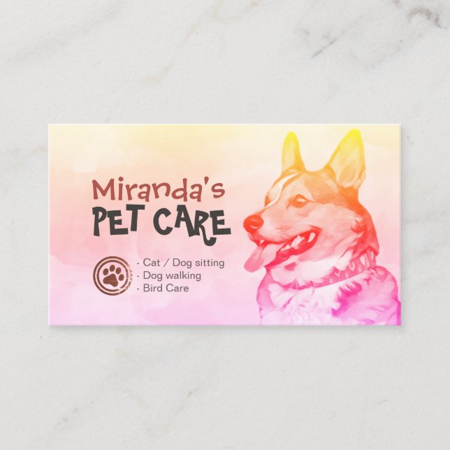 Pet Care Sitting Bathing & Grooming Loyalty Punch Card (Front)