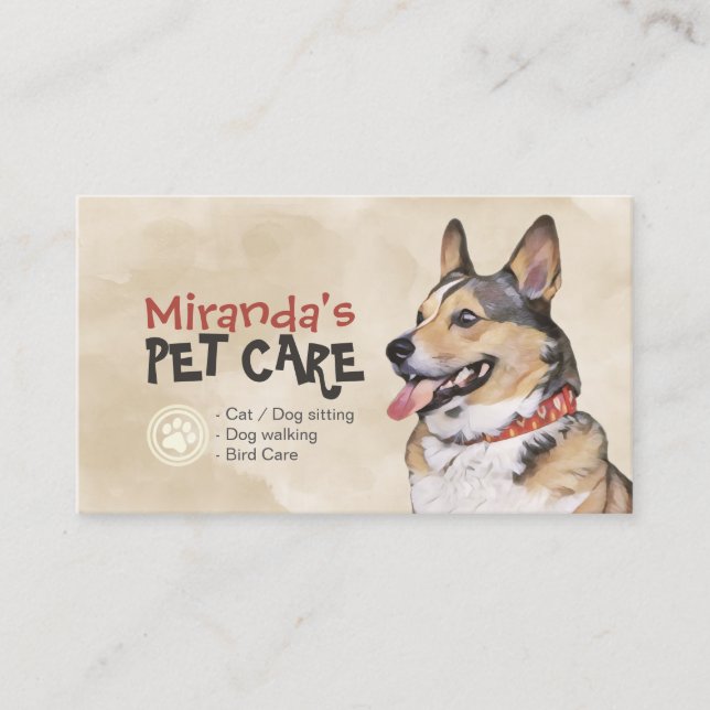 Pet Care Sitting Bathing & Grooming Loyalty Punch Card (Front)