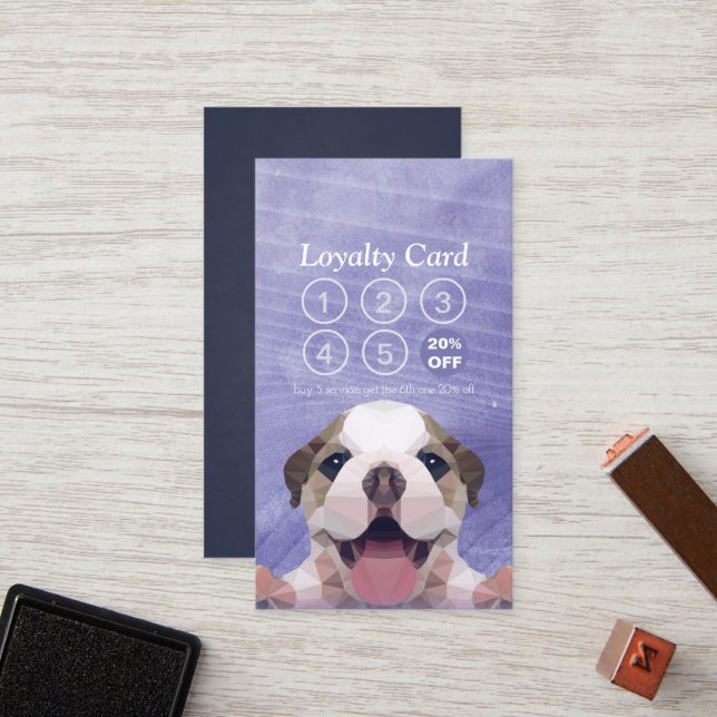 Pet Care Sitting Bathing & Grooming Loyalty Punch Card (Front/Back In Situ)