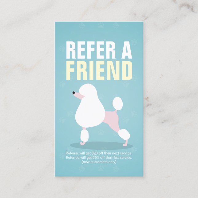 Pet Care Sitting Bathing & Grooming Referral Card (Front)
