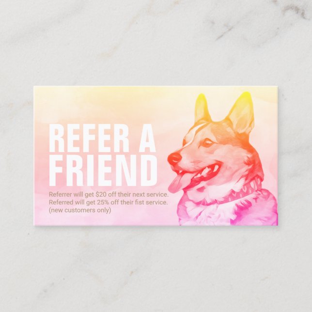Pet Care Sitting Bathing & Grooming Referral Card (Front)