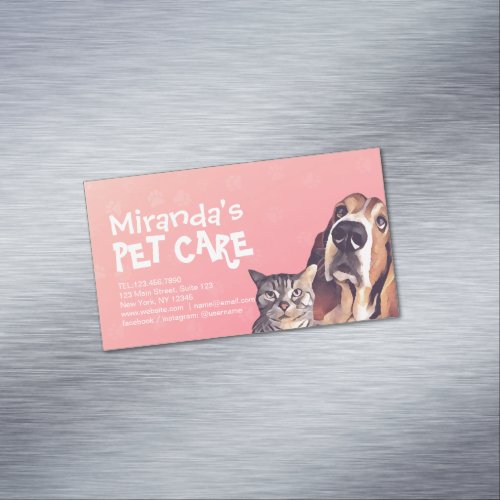Pet Care Sitting Bathing Grooming Salon Food Shop Business Card Magnet