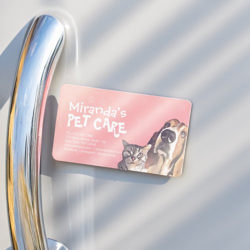 Pet Care Sitting Bathing Grooming Salon Food Shop Business Card Magnet