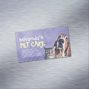 Pet Care Sitting Bathing Grooming Salon Food Shop Business Card Magnet