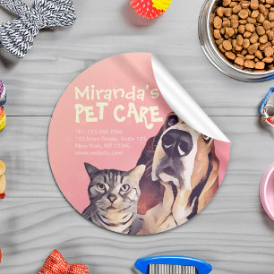 Pet Care Sitting Bathing Grooming Salon Food Shop Classic Round Sticker