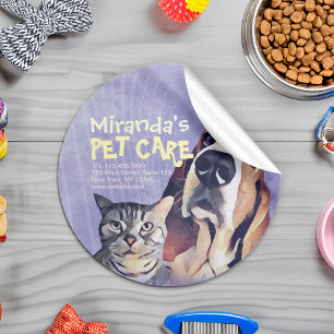 Pet Care Sitting Bathing Grooming Salon Food Shop Classic Round Sticker