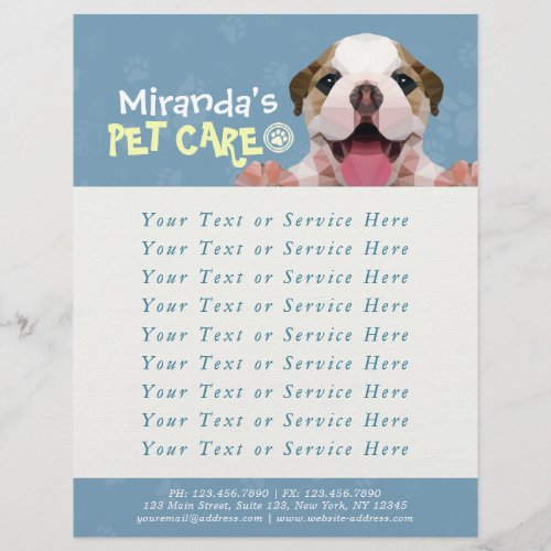 Pet Care Sitting Bathing Grooming Salon Food Shop Flyer