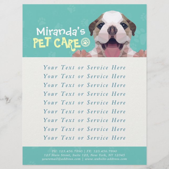 Pet Care Sitting Bathing Grooming Salon Food Shop Flyer (Front)