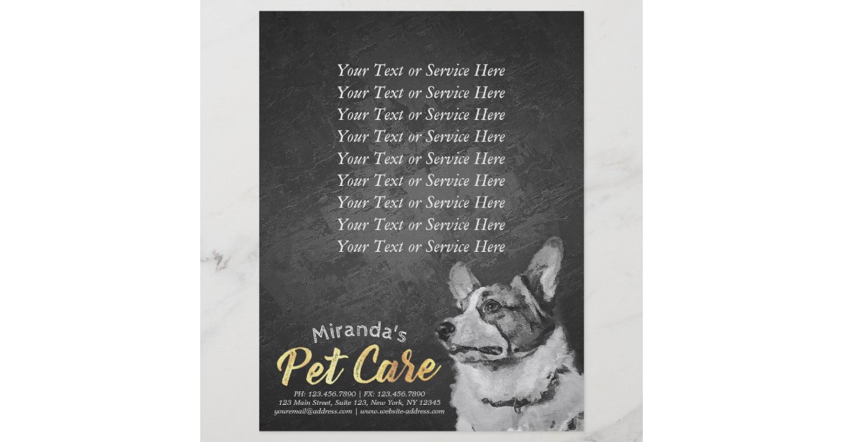 Pet Care Sitting Black And White Dog Oil Painting Flyer Zazzle Com