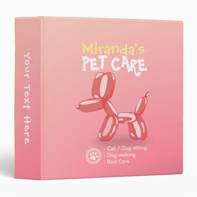 Pet Care Sitting Grooming Beauty Salon Dog Balloon Binder (Front/Spine)