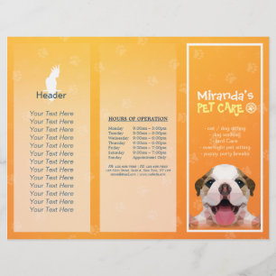 Pet Care Sitting Grooming Salon Tri-Fold Brochures