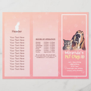 Pet Care Sitting Grooming Salon Tri-Fold Brochures